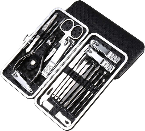 Manicure Set 19 Pieces Stainless Steel Nail Clippers Manicure Set Nail Care Tools Set for Women Men Travel Nail Care Tool Set (Silver)