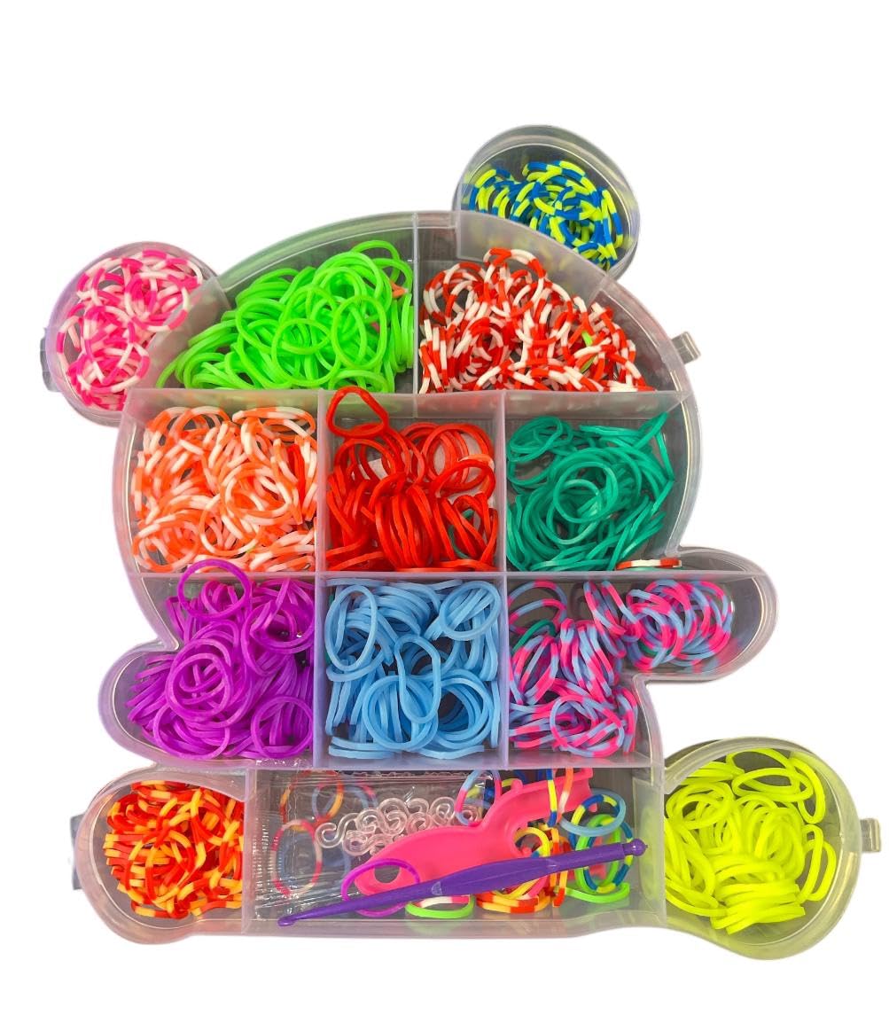 Gifting Circle Loom Rubber Band Kit for DIY Crafts, 12 Colored Loom Band Set with Panda Design Case