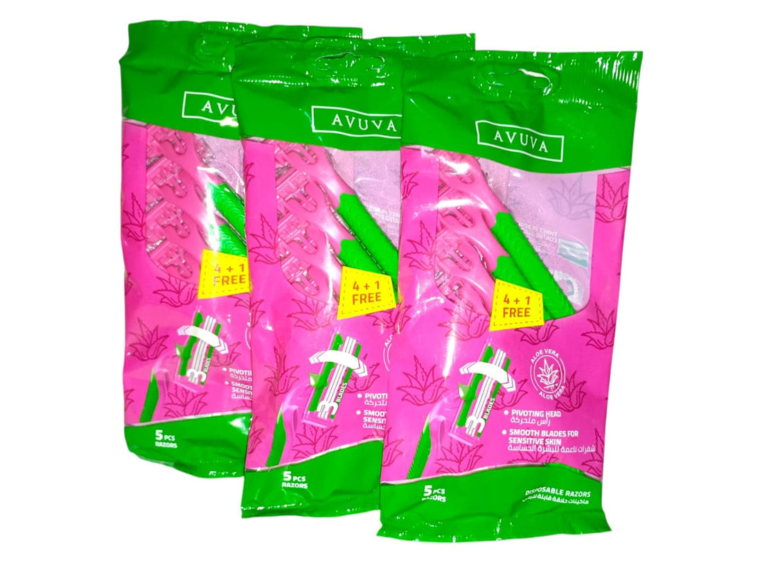 Care For Your Beauty Starts Here - AVUVA Women's Razor For Sensitive Skin With Aloe Vera (15 Blades) - Special Offer From Al Safwa Pharmacy