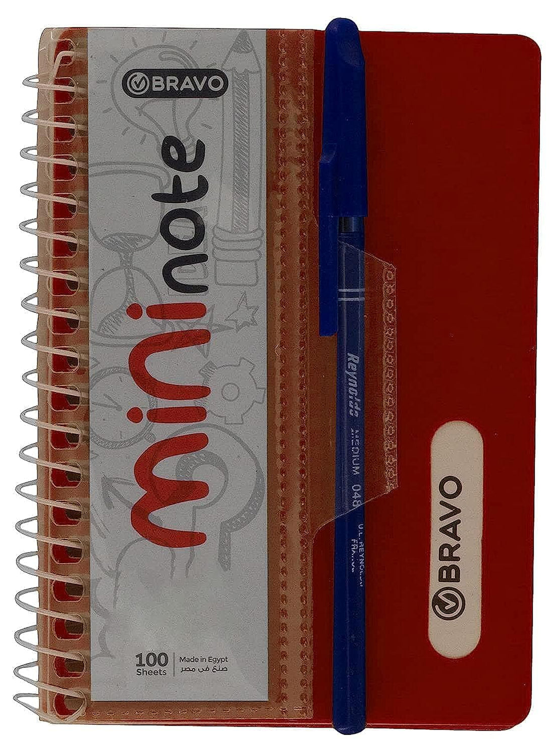 Bravo - Mini Notebook 100 Sheets with Blue Pen, Red