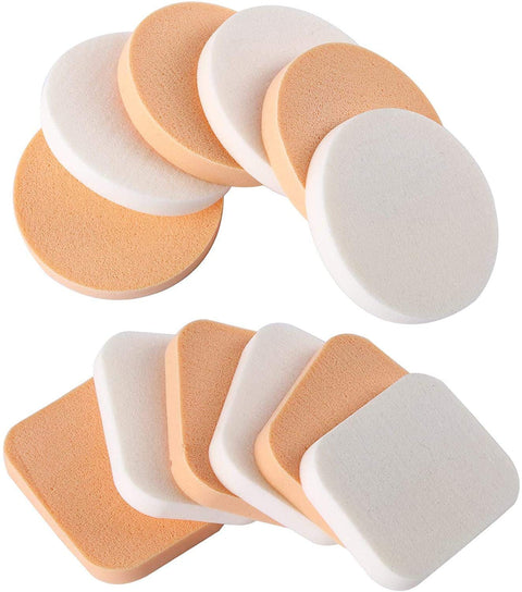 SOLDOUT™ 12 PCS Cosmetic Soft Puff Sponge Face Beauty Makeup Foundation Contour Facial Sponges Powder Puff (Pack of 12)