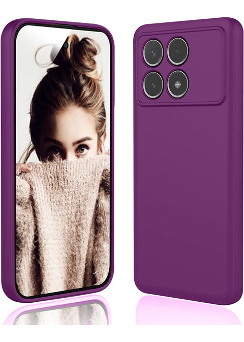 Silicon Camera Protection Mobile Magic Soft Case with Microfiber Lining For Xiaomi Poco X6 Pro 5G (Purple)