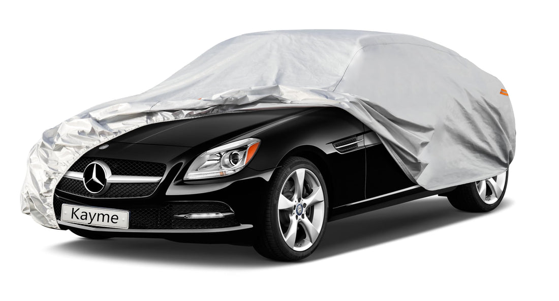 Kayme 6 Layers Car Cover Custom Fit for Mercedes Benz SLK Class 200 230 250 280 320 350 (1996-2016) Waterproof All Weather for Automobiles, Outdoor Full Cover Rain Sun UV Protection.Silver