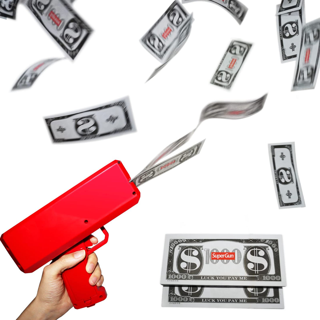Wonka Willingfun Money Gun, Make it Rain Gun, Confetti Cannon, Money Gun Cash Shooter, Money Gun with 100 pcs Prop Money