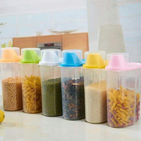 Healthy Plastic Storage Box for Cereals and Nuts (1.9L) with Dish Lid"- Keeps Food Fresh and Organized in Kitchen Assorted color - 1PCS