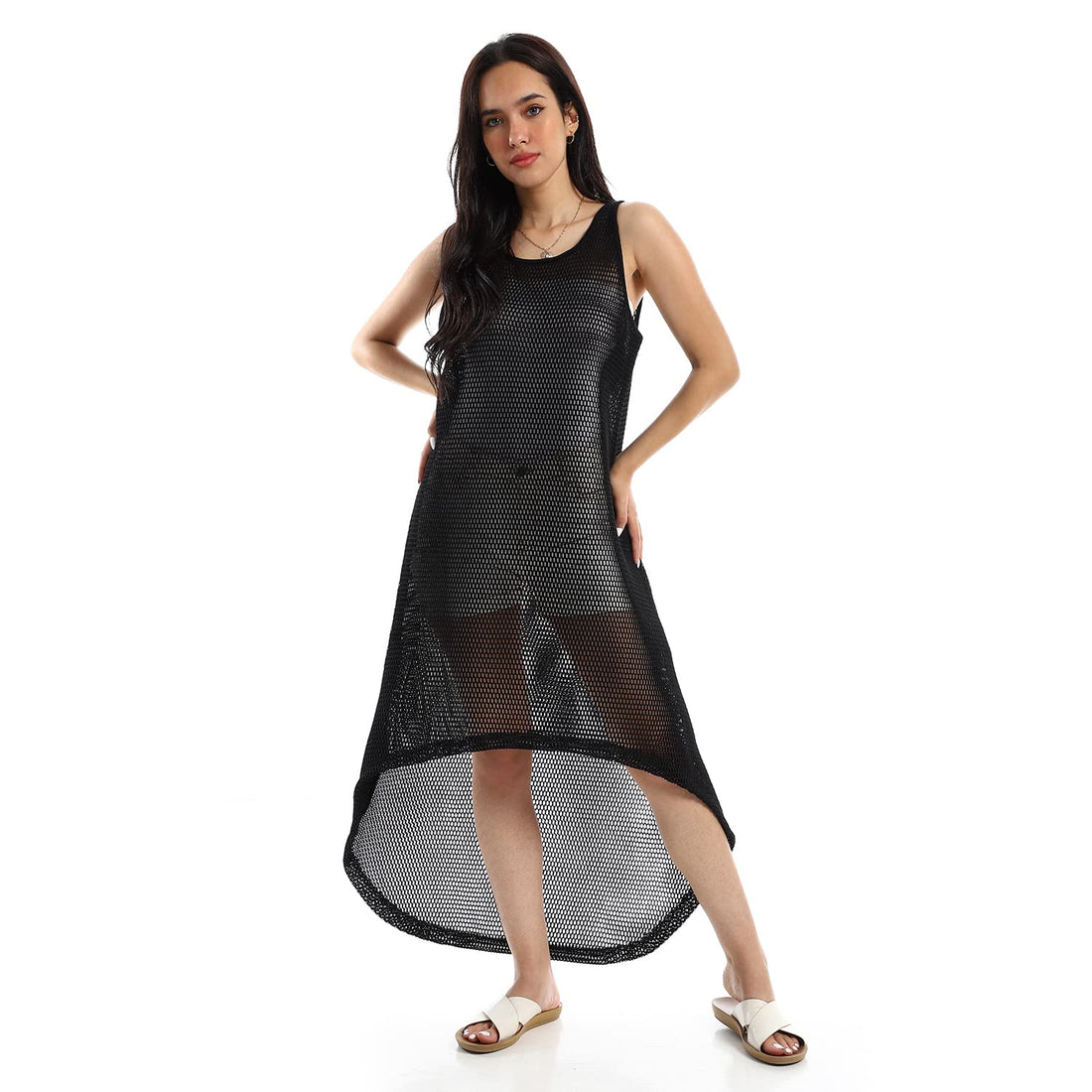 Red Circle Womens Black Mesh High Low Cover Up Black Mesh High Low Cover Up