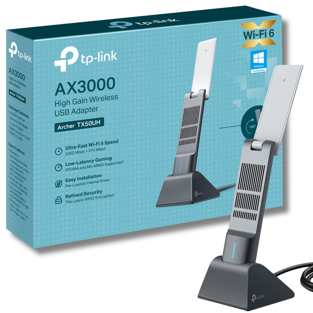 Tp-Link Archer TX50UH AX3000 High Gain Wireless USB Adapter, Black
