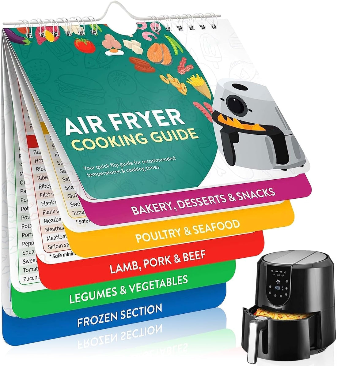 Difistik Air Fryer Cooking Guide, Airfryer Cookbook Magnetic Cheat Sheet Set, Air Fryer Recipe Book Conversion Chart, Air Fryer Accessories Oven Cooking Times Chart Pot Temp Recipes Reference Guide