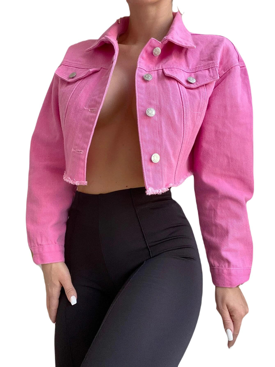 Wide Sleeves Cropped Denim Jacket