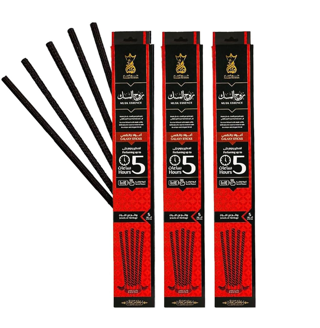 Ansam Incense – Musk Spirit | Premium Thick Galaxy Sticks Lasts Up to 5 Hours (15 Sticks) | Premium Oriental Incense No Choking | Perfect for Home, Work, and Religious Events