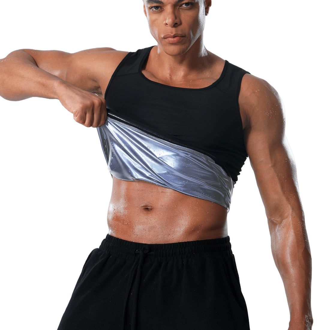 Men's Sweat Vest Workout Waist Trainer Sauna Suit Shirt for Men Heat Trapping Compression Gym Tank Top Mens Slimming Weight Loss Body Shaper