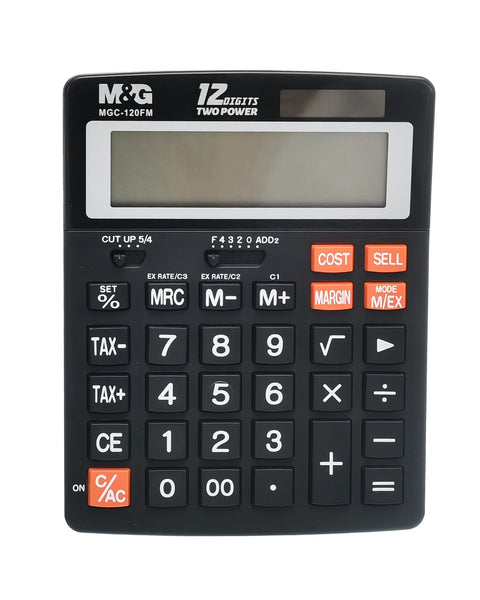 M&G Desktop Calculator, Tax Function, 12 Digits, Dual Power, Large Display
