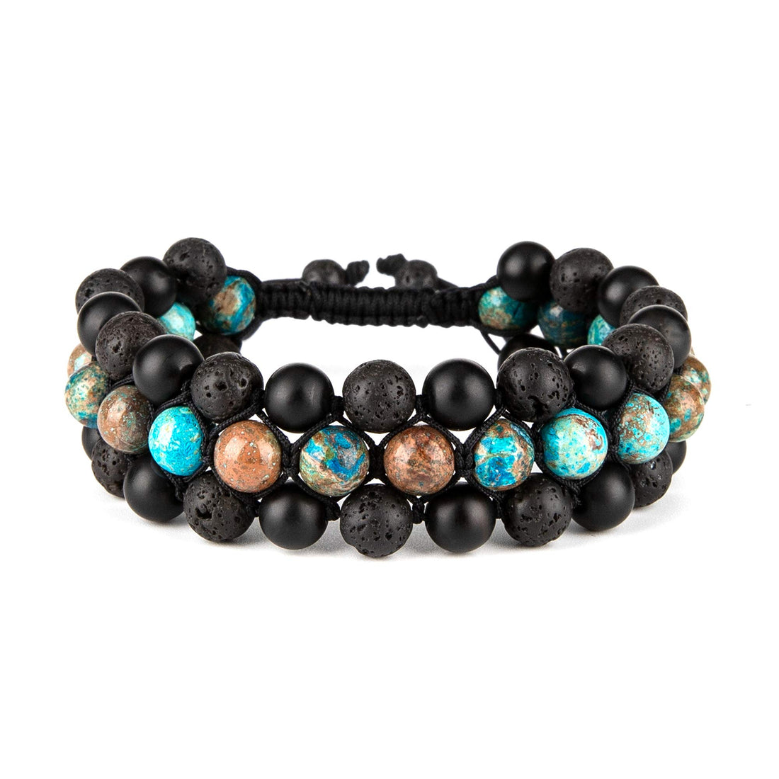 Bivei 8mm Natural Lava Rock Stone Bracelets for Men, Healing Crystal Essential Oil Diffuser Beads Bracelet Chakra Yoga Energy Anxiety Gemstone Bracelet - 3 Layer, Stone, not known