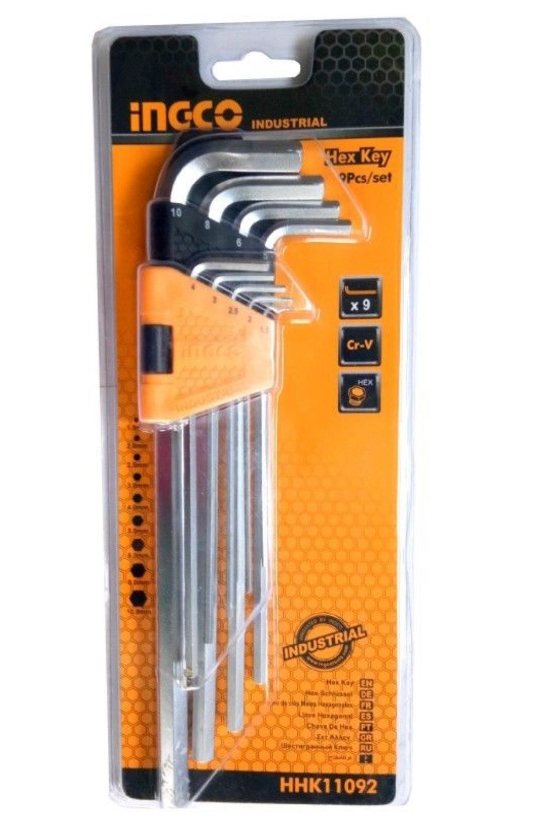 Ingco 9Pcs Hex Allen Key Set Metric Arm Repair Tool - Extra Long