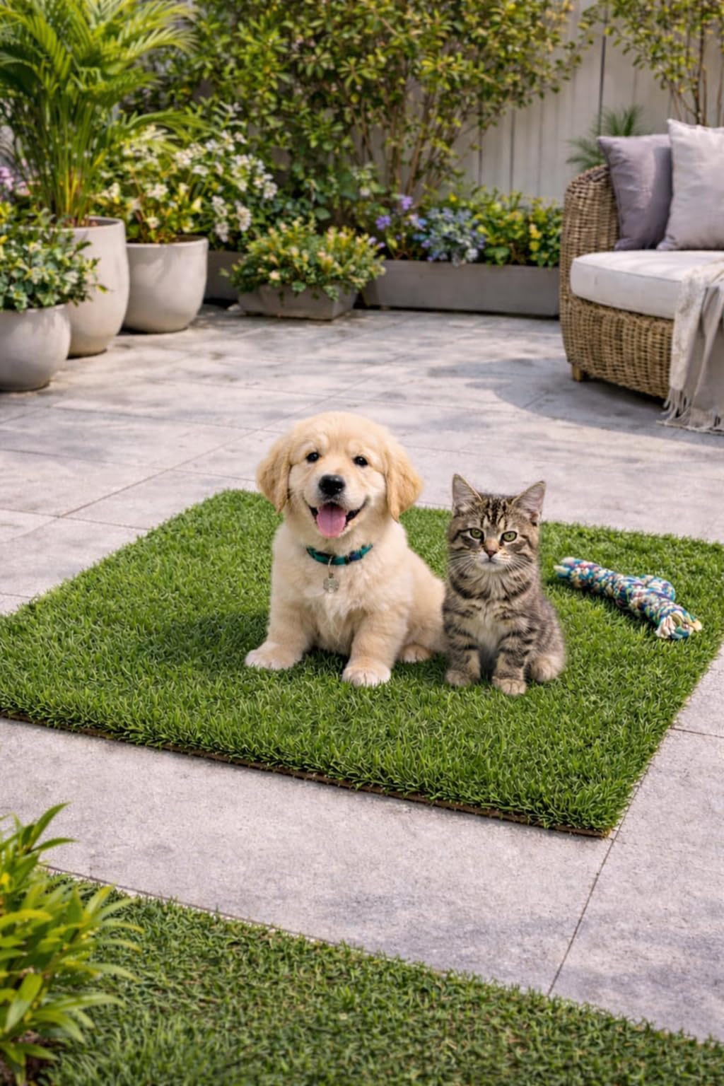 2cm Artificial Grass Turf for Dogs and Cats – Indoor Garden Alternative – Easy to Clean and Suitable for Puppies and Small Dogs – Hard to Slide Bottom (80cm by 1m)