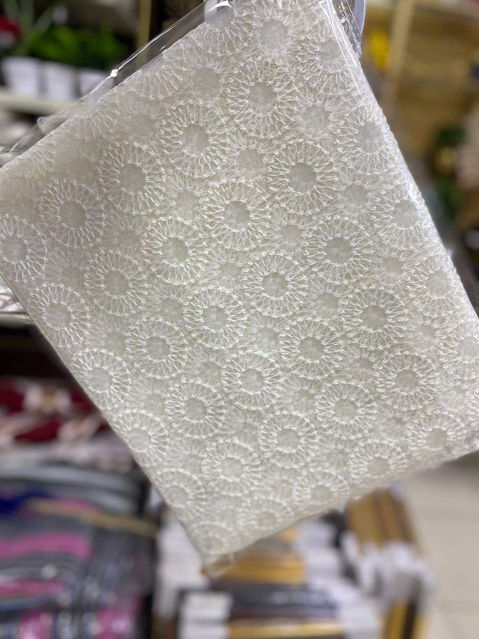 Generic Lace Tablecloth, Decorative Border, 120 x 220 cm .Br (white)