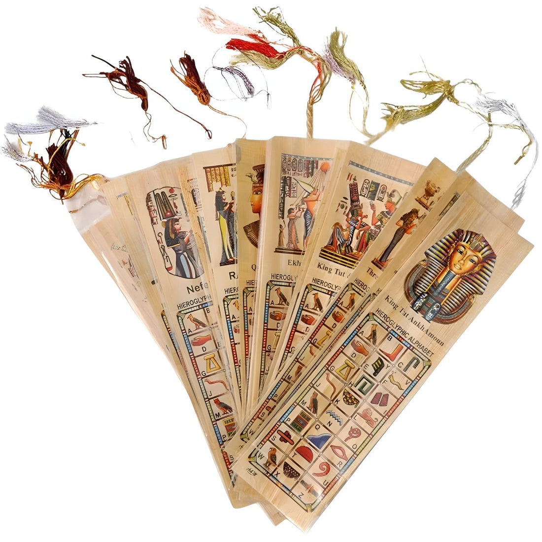 5 Egyptian Papyrus Bookmark Set, 7x2 inch(18x5cm) Handmade Original Painting Ancient Hieroglyphs Pharaohs Letters Papyrus Papyrus Educational Art Papyrus Papyrus Papyrus Gift Egyptian Souvenir