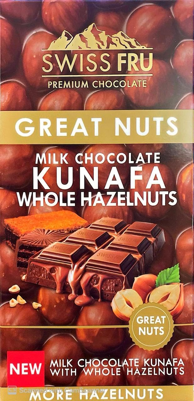 Swiss Fru Primium Milk Chocolate Kunafa Whole Hazelnuts