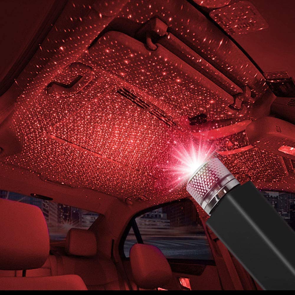 SOLDOUT™ USB Car Roof Star LED Lights, Flexible Romantic Galaxy USB Night Lamp Fit All Cars Ceiling Decoration Light Interior Ambient Atmosphere -No Need to Install (Red)