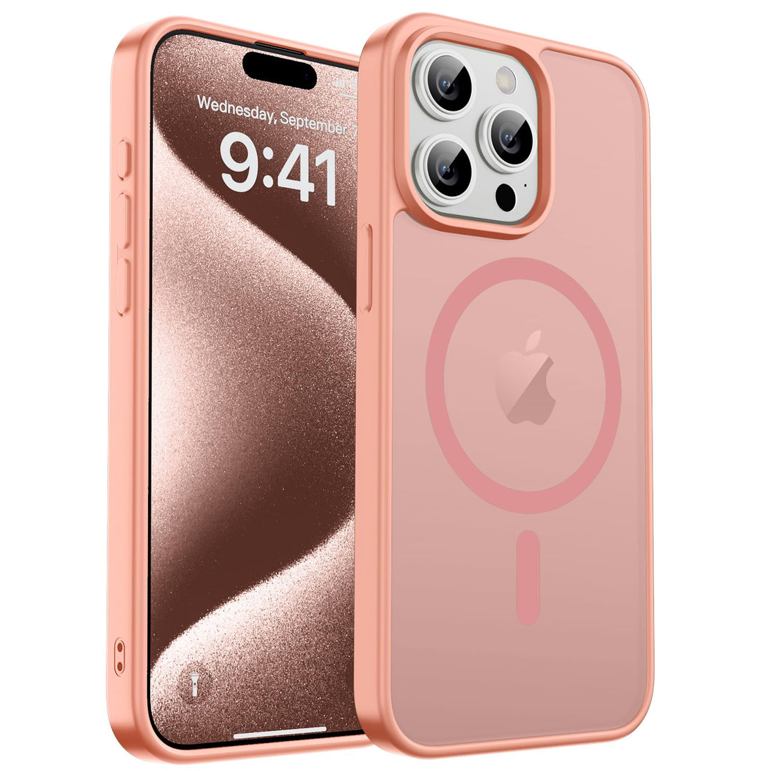 zapica Magnetic for iPhone 15 Pro Case, [Compatible with MagSafe] [10 FT Military Grade Drop Protection] Slim Fit Translucent Matte Shockproof Anti-Scratch Phone Case for Women and Men, Light Pink