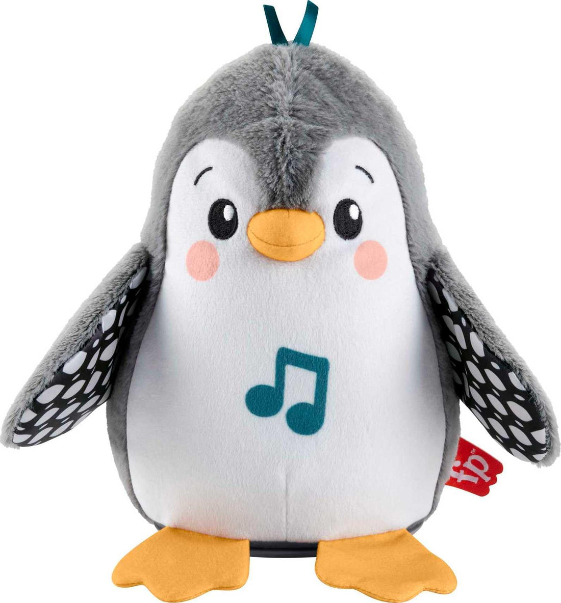 Mattel Fisher-Price Plush Tummy Time Toy, Flap & Wobble Penguin, Newborn Musical Toy