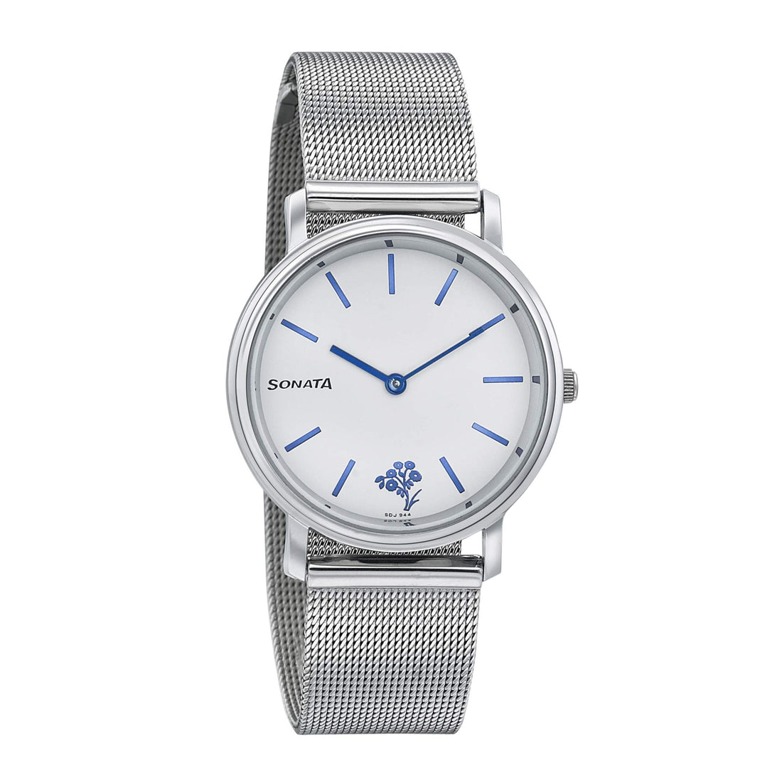 Sonata Watch for Women, Quartz Movement, Analog Display, Silver Stainless Steel Band Strap-NN87029SM01