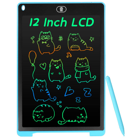كولزون تابلت كتابة بشاشة LCD ملونة مقاس 12 انش للاطفال، لوح رسم محمول قابل للمسح، لعبة تعليمية تعليمية للاولاد والبنات، اسود