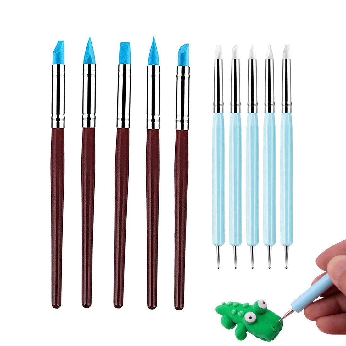 Bansusu Sculpting Tools, 10pcs Clay Tools Clay Sculpting and Modelling Tools, Polymer Clay Tools with Rubber Tips, Carving Pens and Brushes for Pottery, Sculpture, Cake Fondant Decoration