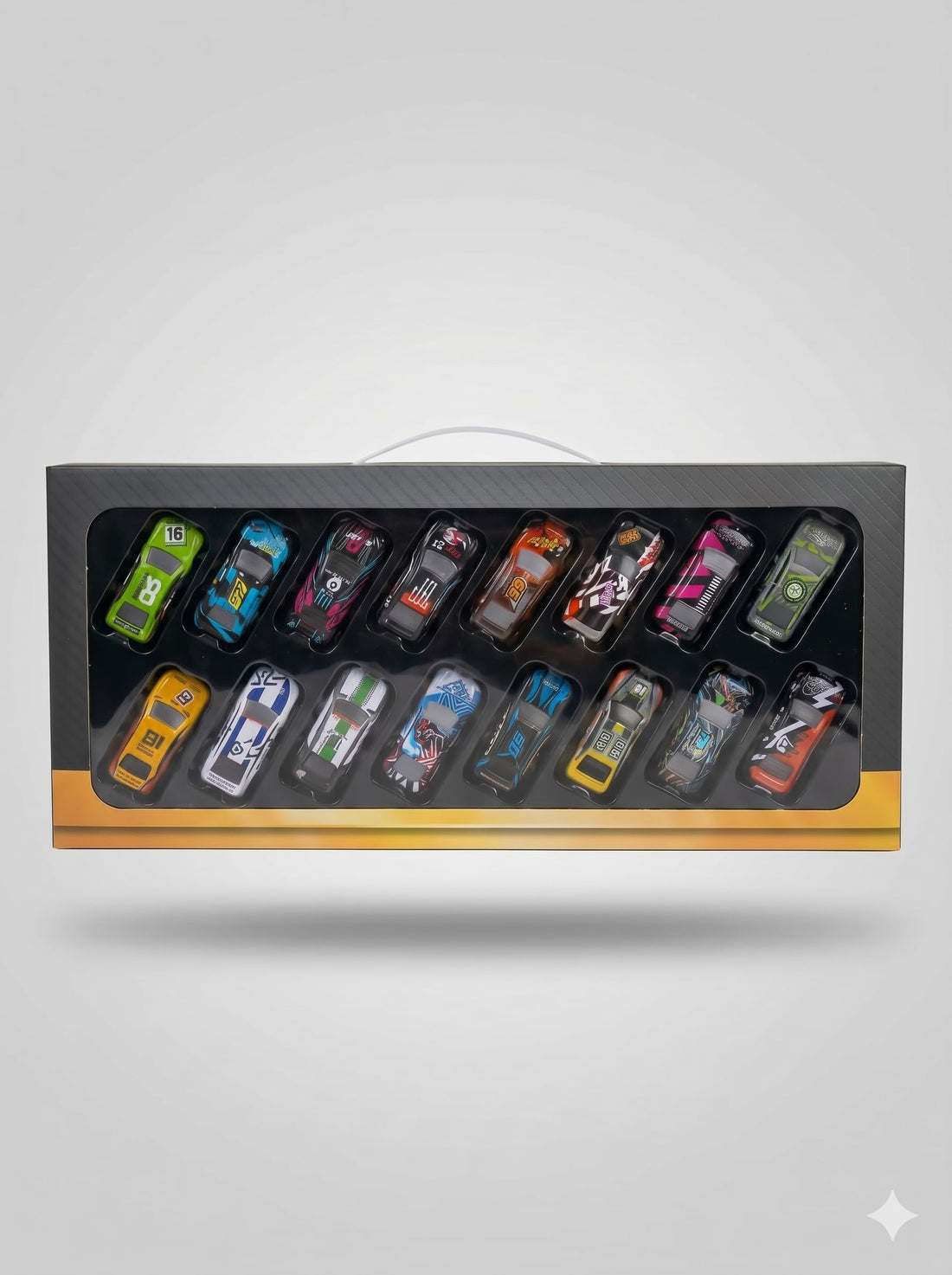 GHAZAL 16-piece metal toy car set for children from the Elite brand, model T-322.
