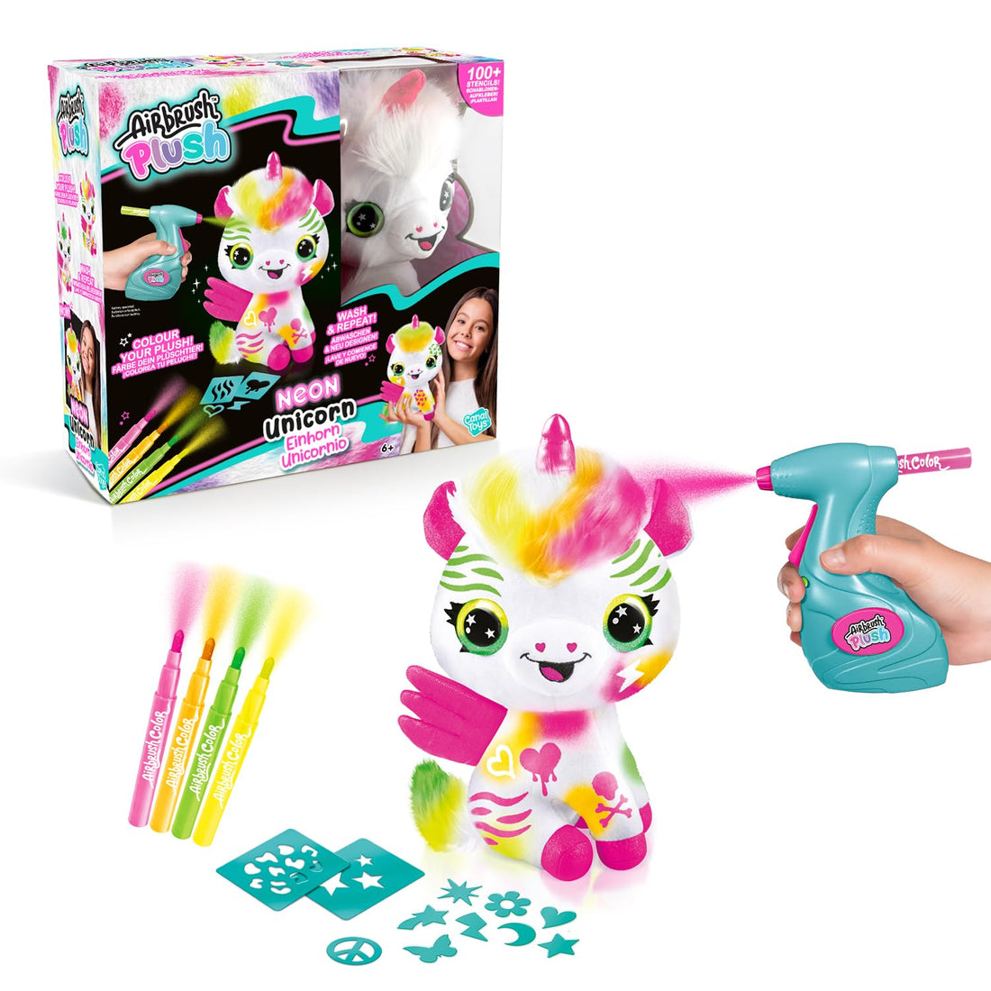 Airbrush Plush Neon Unicorn