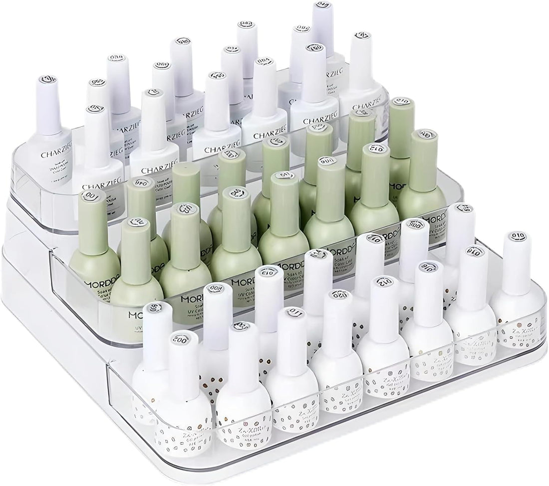 Nail Polish Organizer & Storage Gel – 3-Tier, 6 Rows Acrylic Display Case, Makeup Organizer, Essential Oil Stand Holder, Transparent Nail Polish Rack