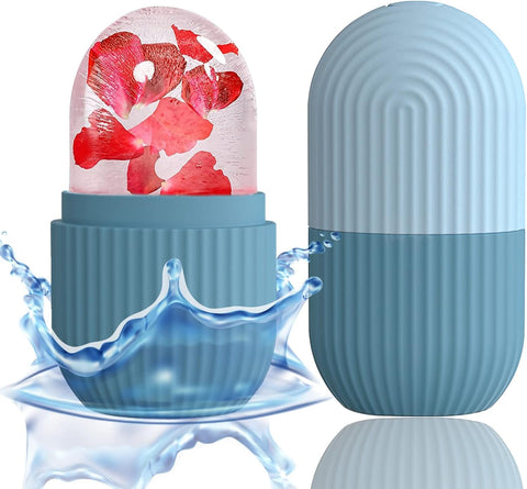 Silicone Ice Roller for Face | Glow Ice Roller for Improving Under Eye Bags, Remove Dark Circles, Shrink Pores, Skin Care | Reusable and Unbreakable (Blue)