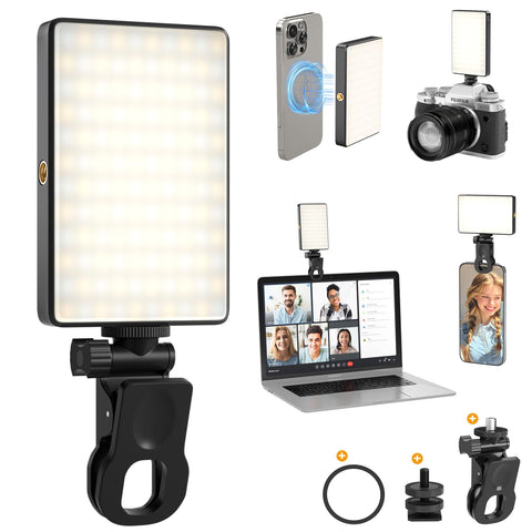 120 LEDs Magnetic Lamp with Clip for Phone, Type-C 3000mAh 2500-7000K CRI95+, Compatible with Tablets, TikTok/Youtube Selfie & Streaming