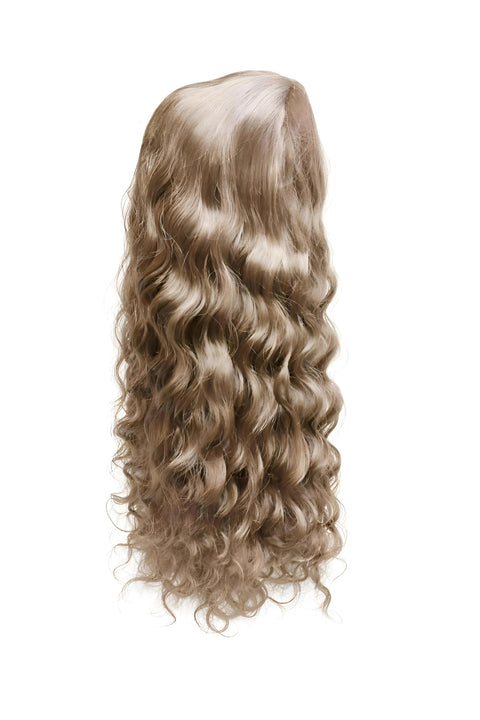 Long Hair Wig - Natural black synthetic fiber piece with professional body wave style, fully heat resistant for styling. (4)
