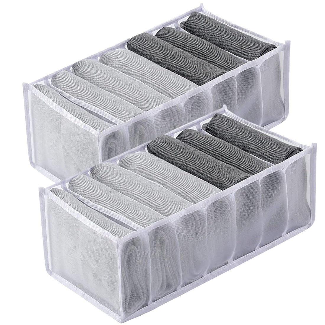 2pcs Drawer Organizer Dividers, Collapsible Storage Bins, Underwear Storage Closet/Closet Organizer Drawer Organizer for Socks, Bras, Scarves & Tie Storage Solutions
