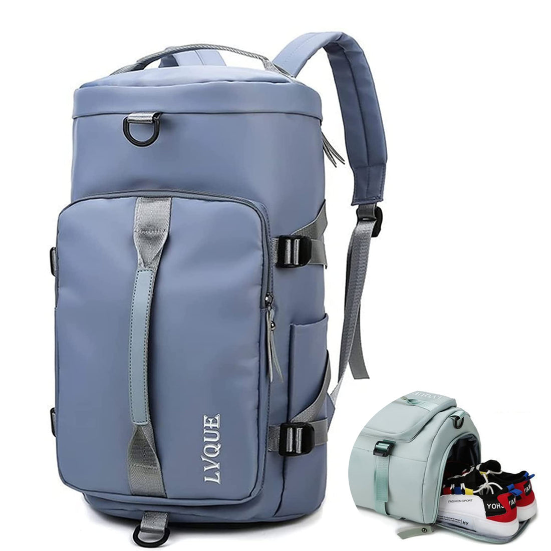 Lvque Oxford Travel Casual Sports Backpack For Women Men, 28.7 L Casual Gym Backpack With Shoes Compartment, Blue