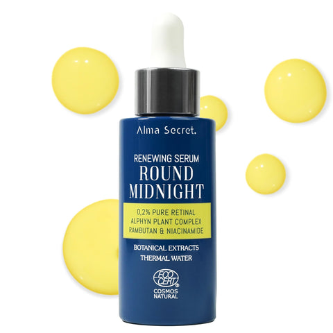 Night Facial Serum with Pure Retinal 0.2% Anti-Wrinkle Blemishes Brightening Niacinamide Alpine Complex Rambutan Vegan Cruelty Free Ecocert Natural Antiaging All Skin Types Moisturizing 30ml