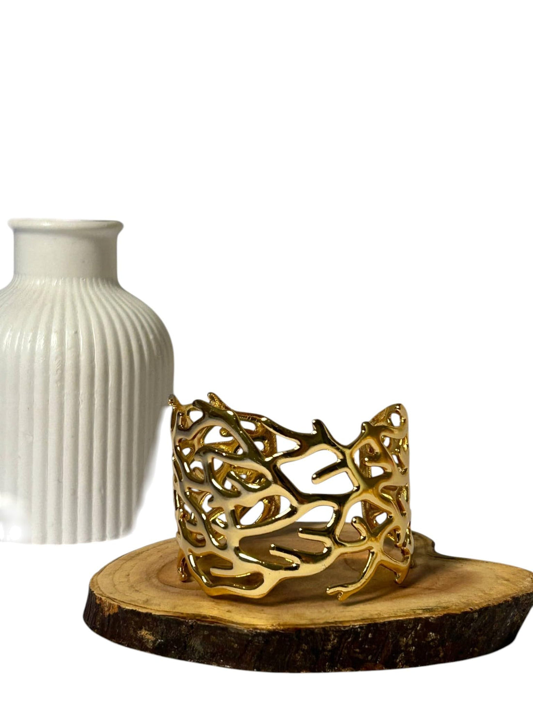 Organic Coral Statement Cuff - Gold