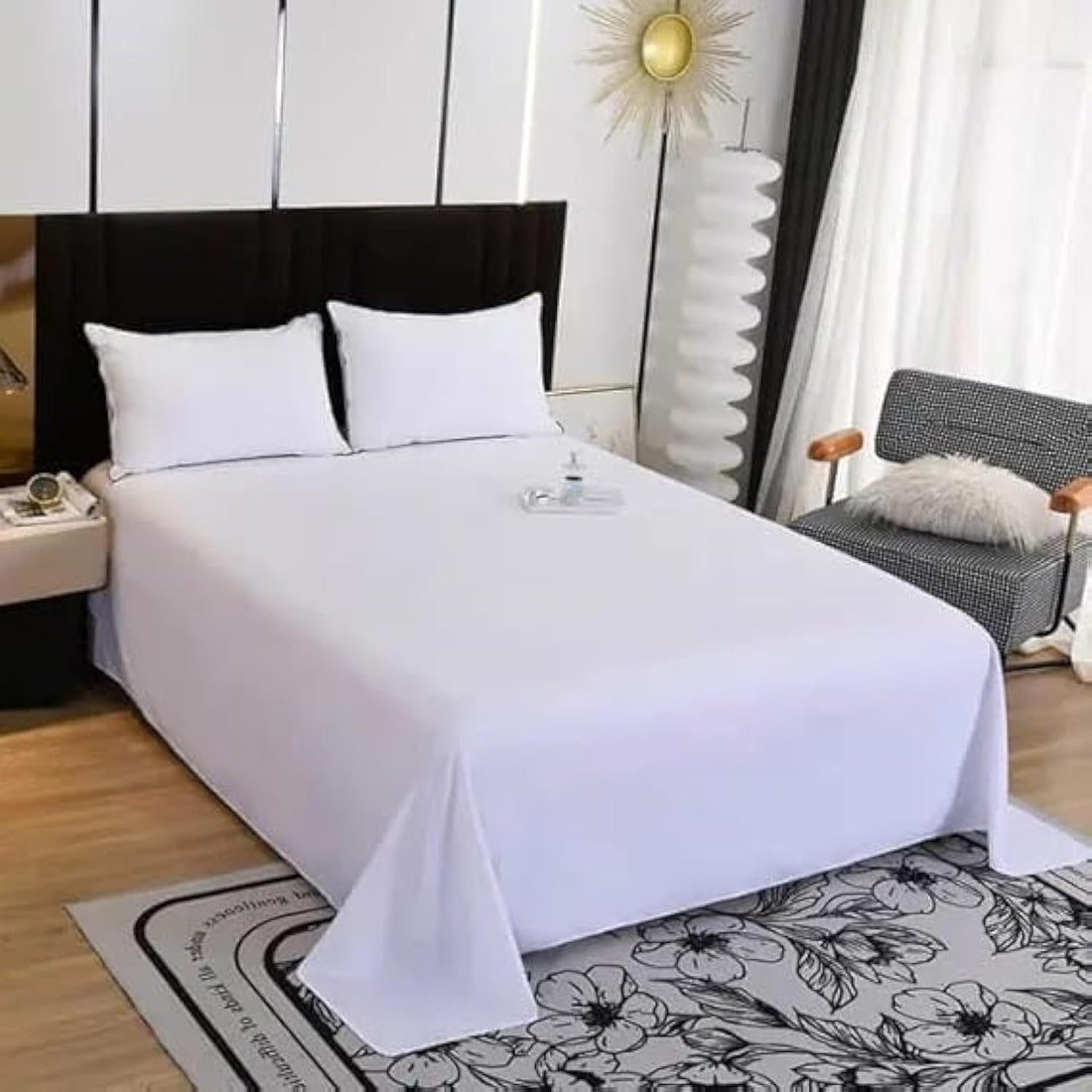 Snooze Microfiber Flat Bed Sheet Set 2pcs (White, 180 * 220 cm)