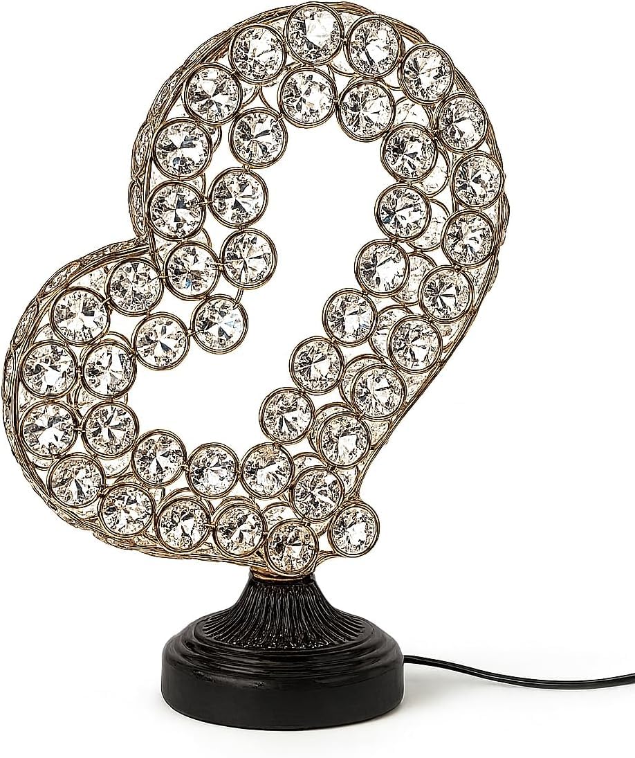 Antiques and Decor (2 Piece Crystal Heart Lamp with Light)