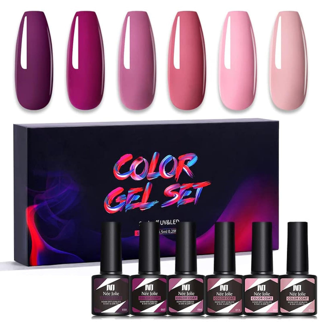 8.5ml Hema-Free Nail Polish Set - 6Pcs Jelly Nude Pink Neutral Transparent Milky White Colors, Soak Off LED Gel Manicure Kit DIY at Home Salon Gifts for Women Girls (2)