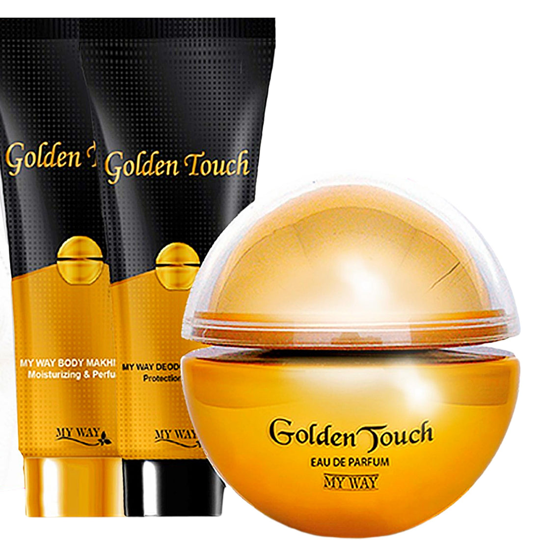 مجموعة جولدن TOUCH حريمى (برفان او دي برفان 40 مل + كريم مزيل العرق 40 جرام + مخمرية الجسم 40جم) من ماى واي