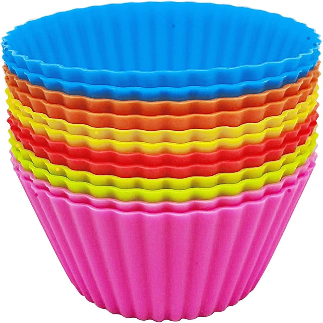 Limos Silicone Round Muffin Cupcake Mould 12-Pieces Set, 7 cm Size, Multicolor