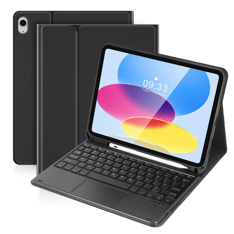 SOPPY Bluetooth Keyboard Case with Touchpad for iPad 11th Gen. (A16) 11-inch 2025, 10th Generation 10.9 inch 2022, Detachable Protective Cover, with Built-in Pen Holder, USB-C Rechargeable, Black