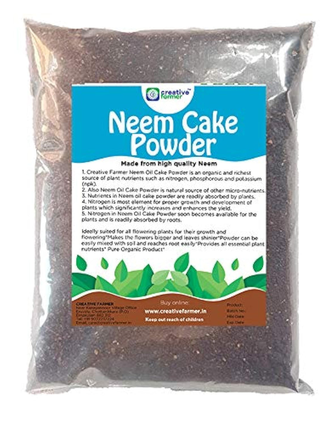 Creative Farmer Neem Oil Cake Powder 1Kg Agro Cake/Neem for Plants/Neem Fertilizer