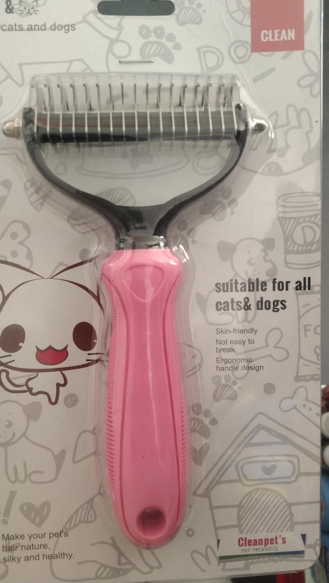 Cat and Dog Grooming Brush, Comfortable Handle Pink Brush, Suitable for Long and Short Hair (Rose)