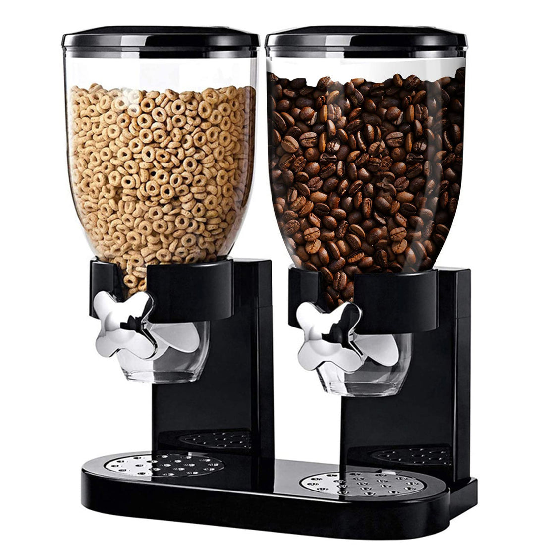 Dual Food Dispenser 2L Cereal Dispenser Perfect As A Candy, Nuts, Rice, Granola, Cereal Dispenser & More,Dry Powder Container for Rice Beans Cereal Nuts Snack breakfast
