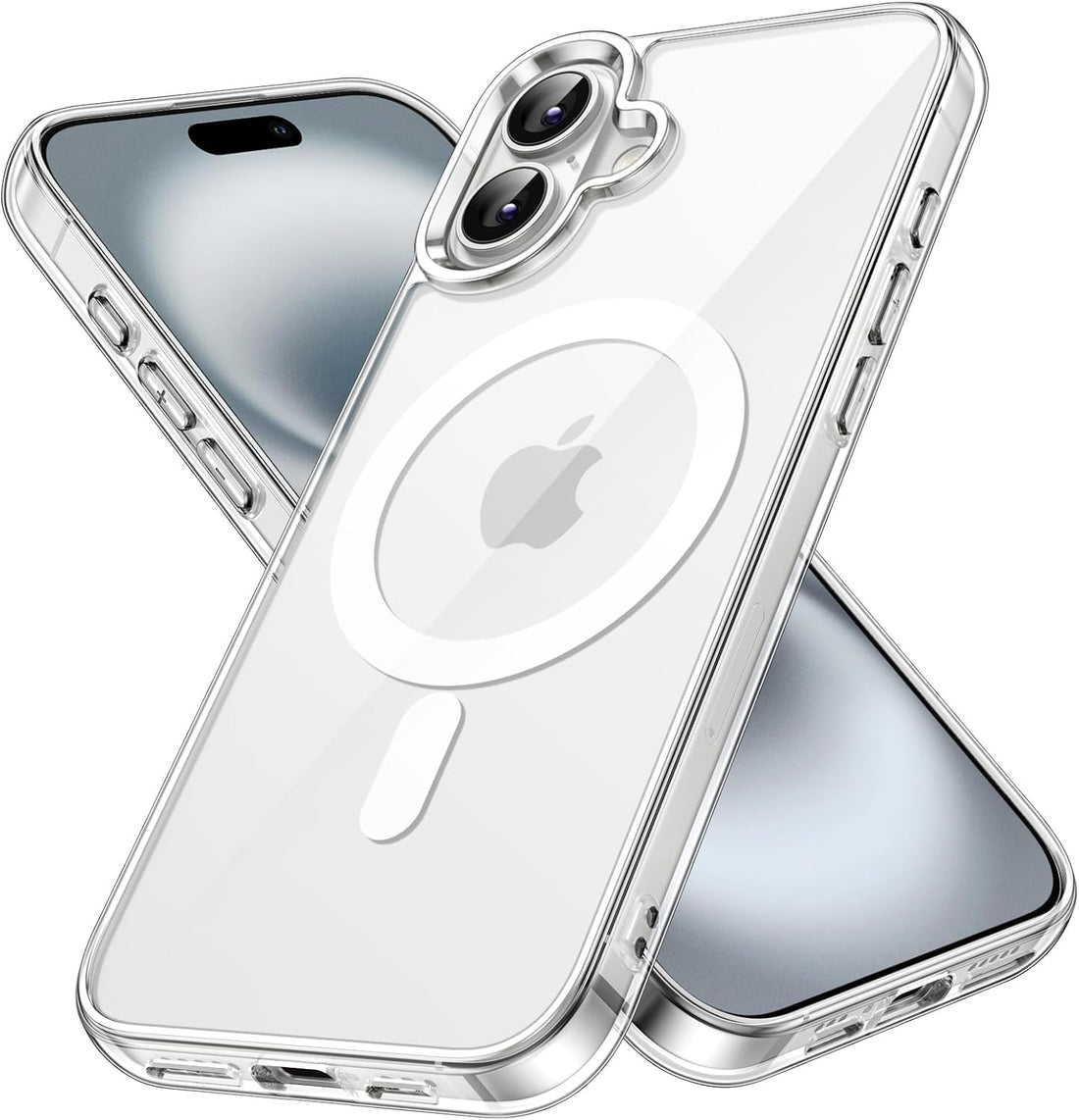 Clear Case Compatible with iPhone, Full Protection, Anti-Yellowing, Flexible Frame, Compatible with Wireless Charging (1, Clear, iPhone 16)