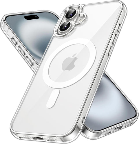 Clear Case Compatible with iPhone, Full Protection, Anti-Yellowing, Flexible Frame, Compatible with Wireless Charging (1, Clear, iPhone 16)
