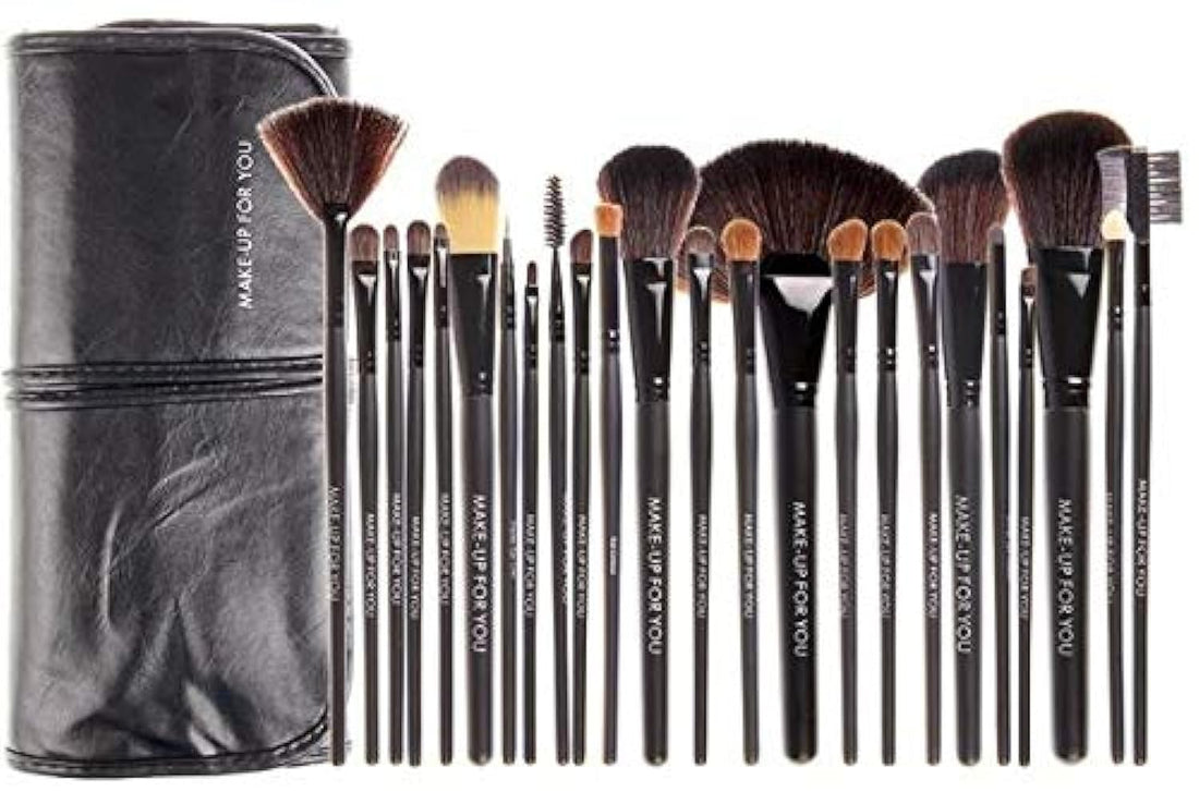 Professional 24 Pcs Makeup Brush Set Kit - Black